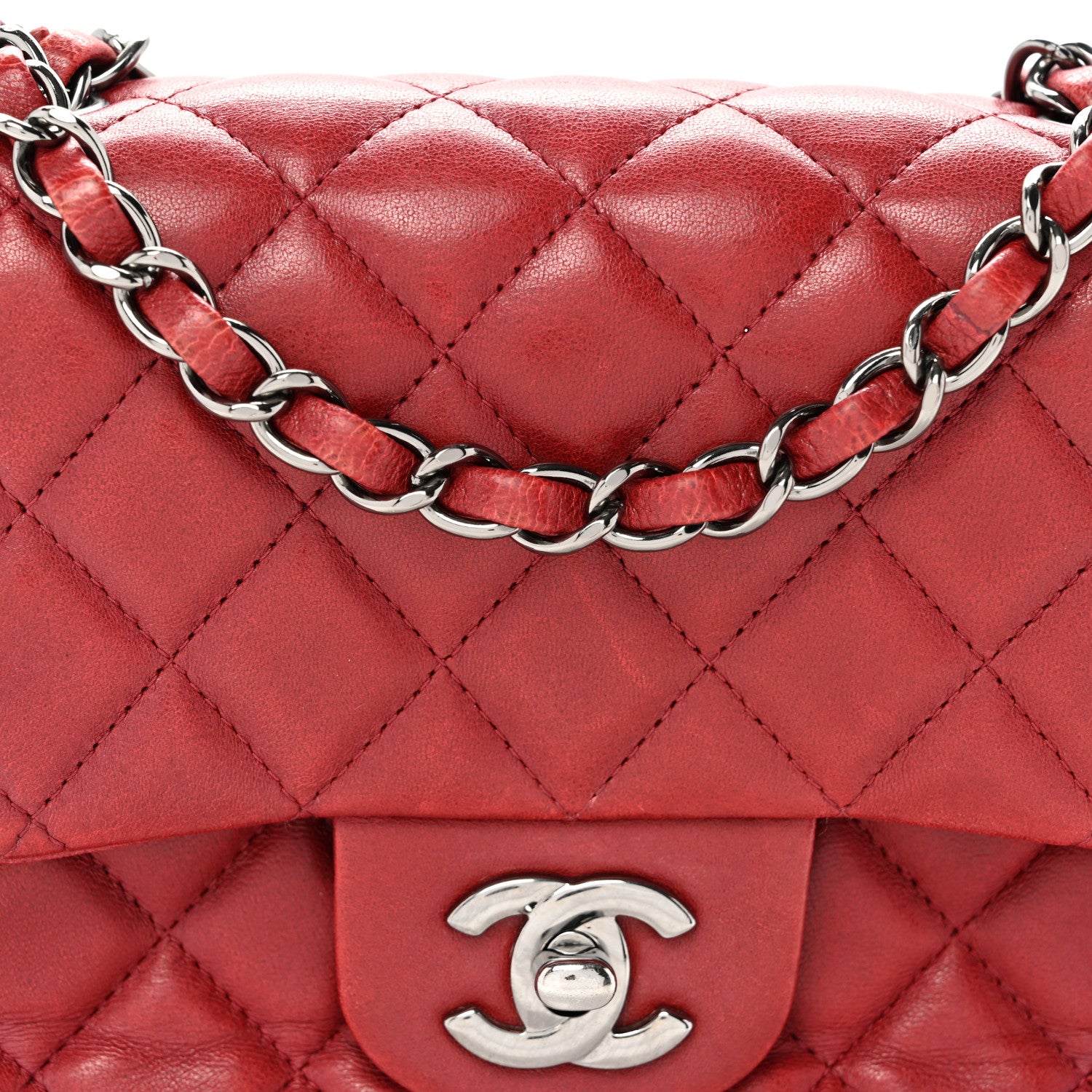 Chanel Lambskin Quilted Mini Square Flap Red 8 of 10