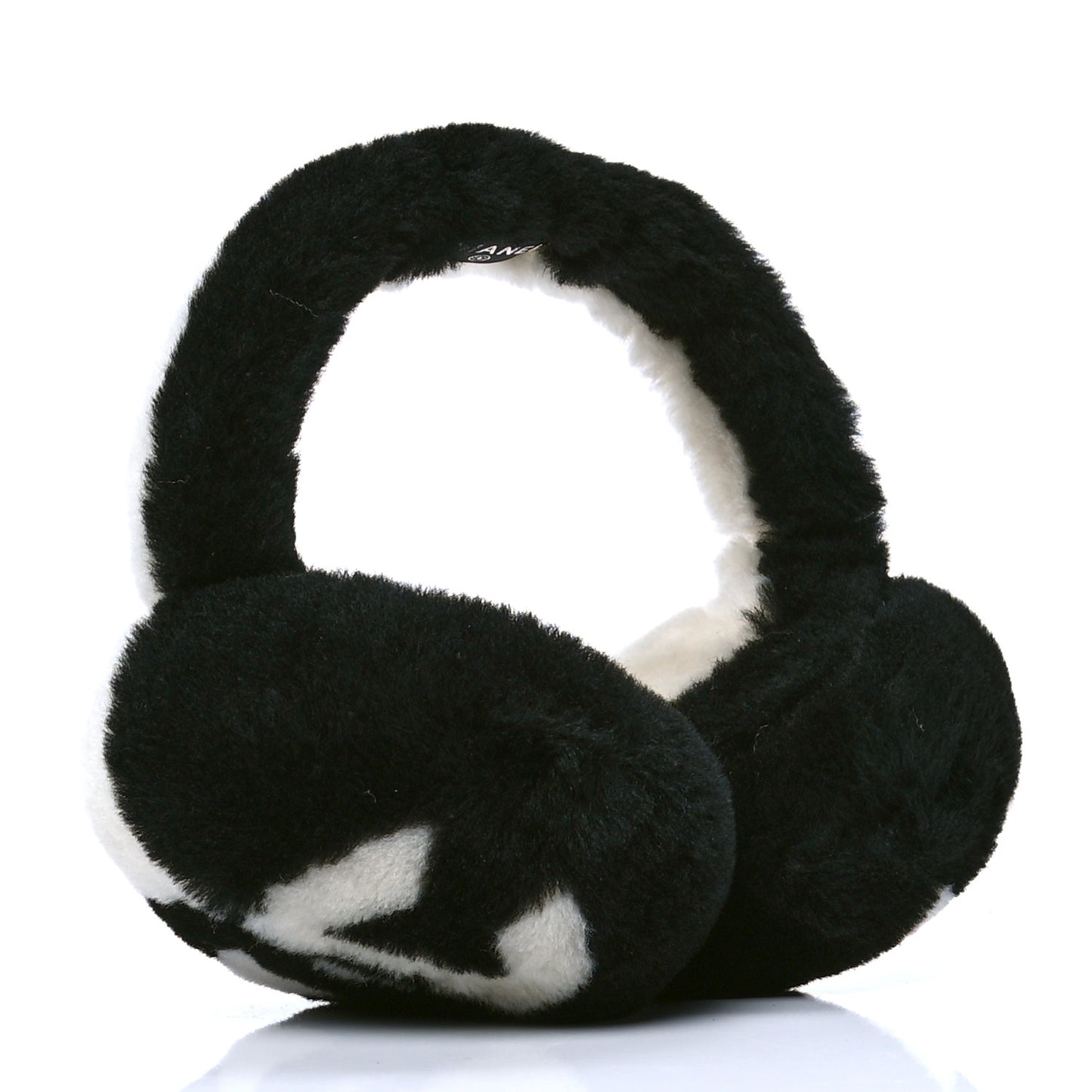 Shearling CC Ear Muffs Black White
