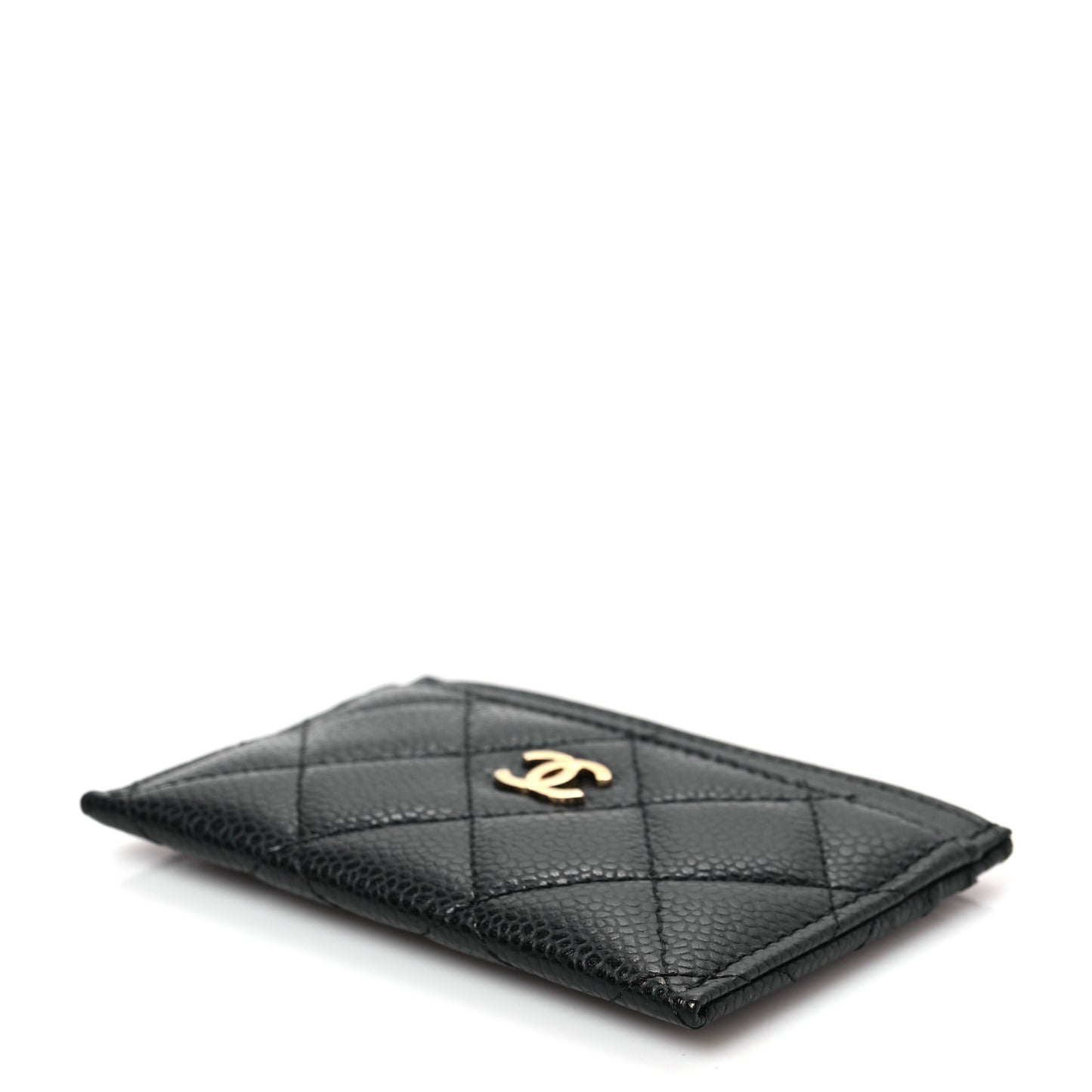 Caviar Quilted Card Holder Black