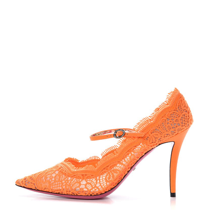 Gucci Lace Pizzo Venice Pumps 40.5 Orange Fluo 1 of 9