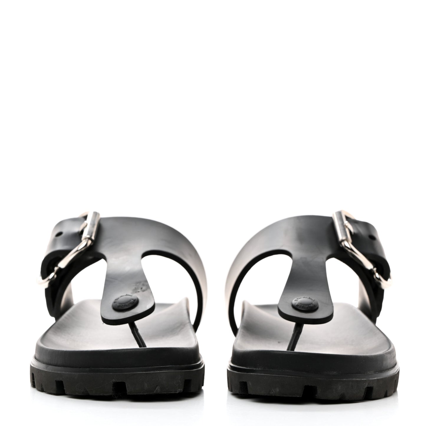 EVA Rubber Buckled Lug Sole 20mm Thong Sandals 37 Black