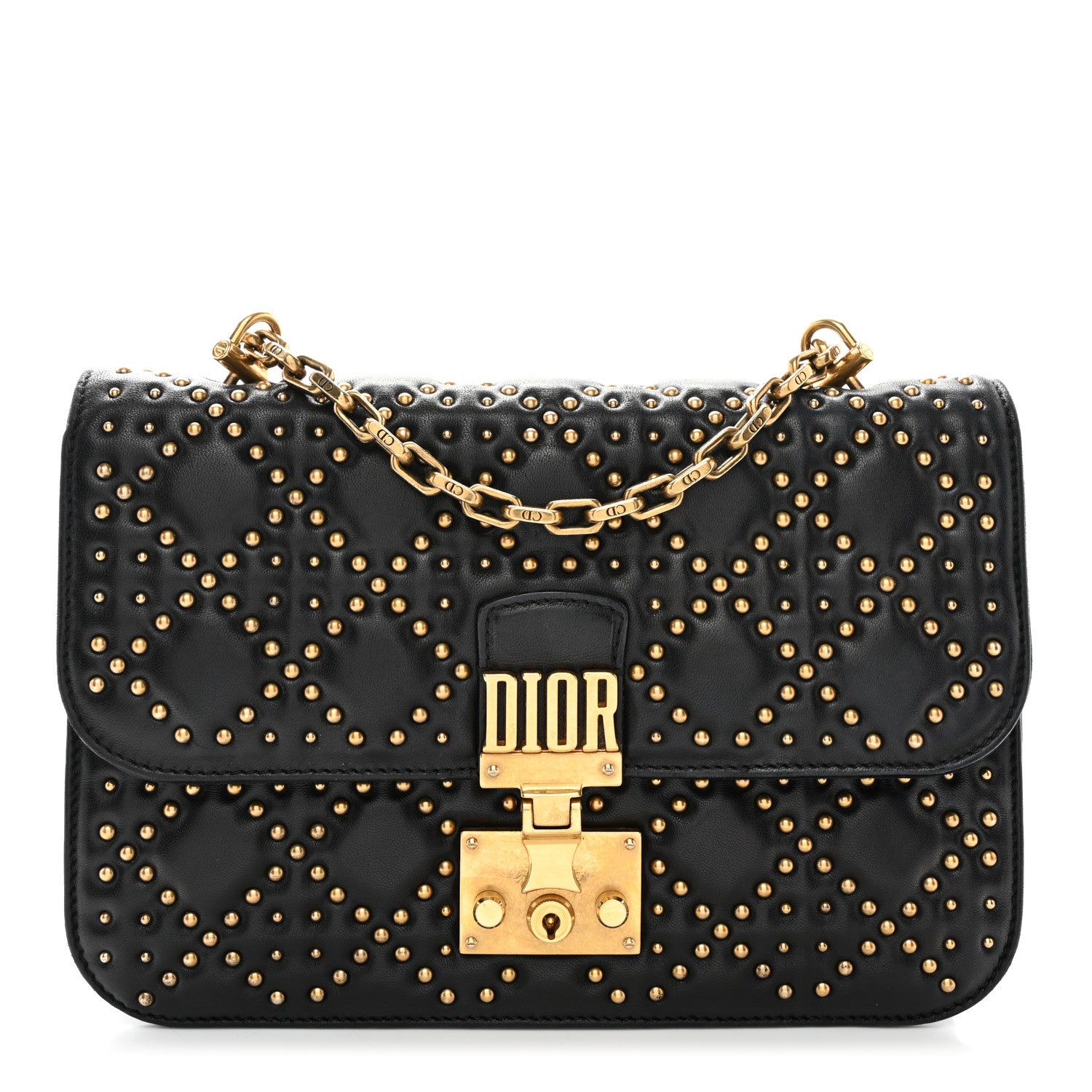 Christian Dior Lambskin Cannage Studded Large Dioraddict Flap Bag Black 1 of 11