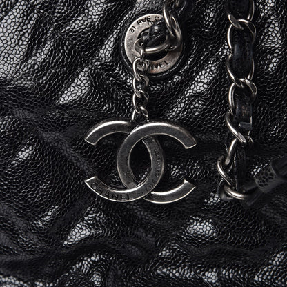 Chanel Crumpled Grained Calfskin Quilted CC Crave Tote Black 9 of 13