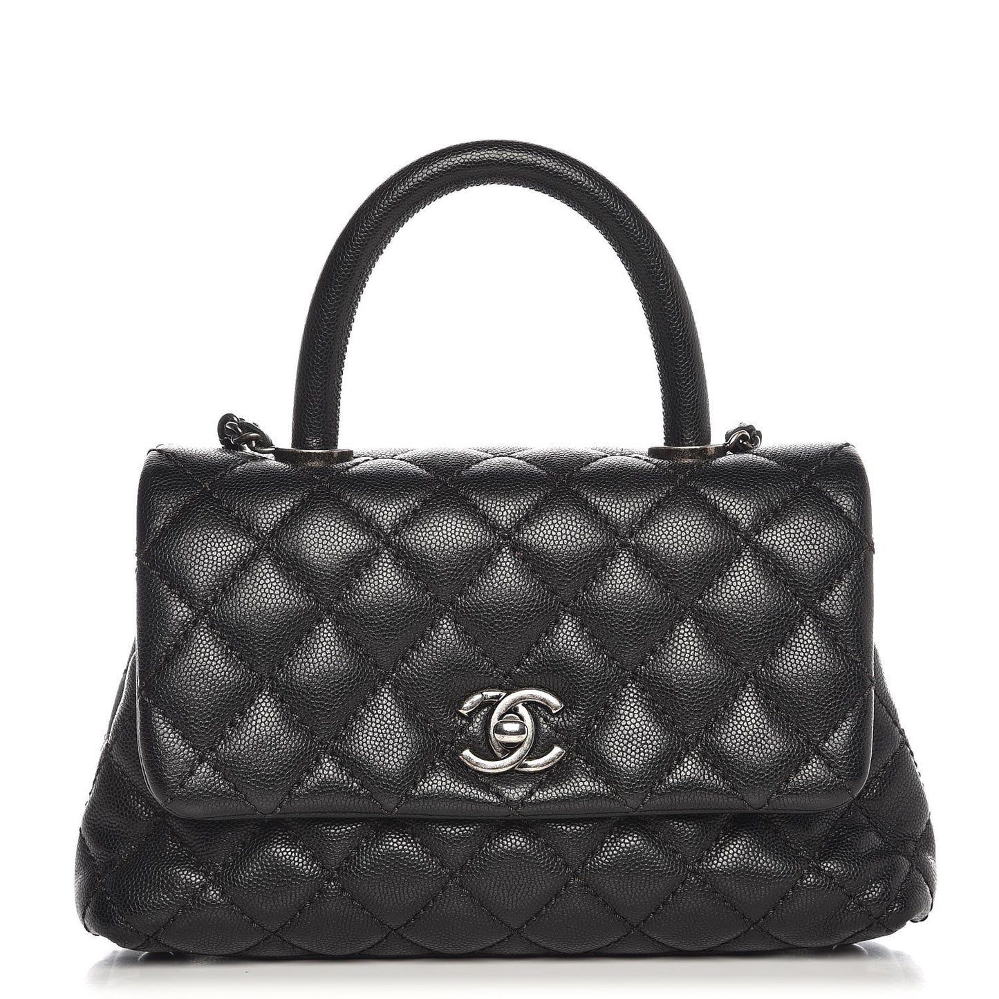 Caviar Quilted Mini Coco Handle Flap Black