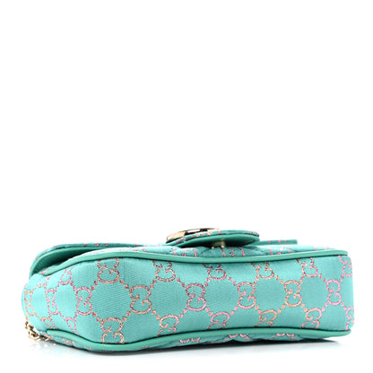 Gucci Canvas Lame GG Monogram Super Mini GG Marmont Shoulder Bag Turquoise Multicolor 4 of 10