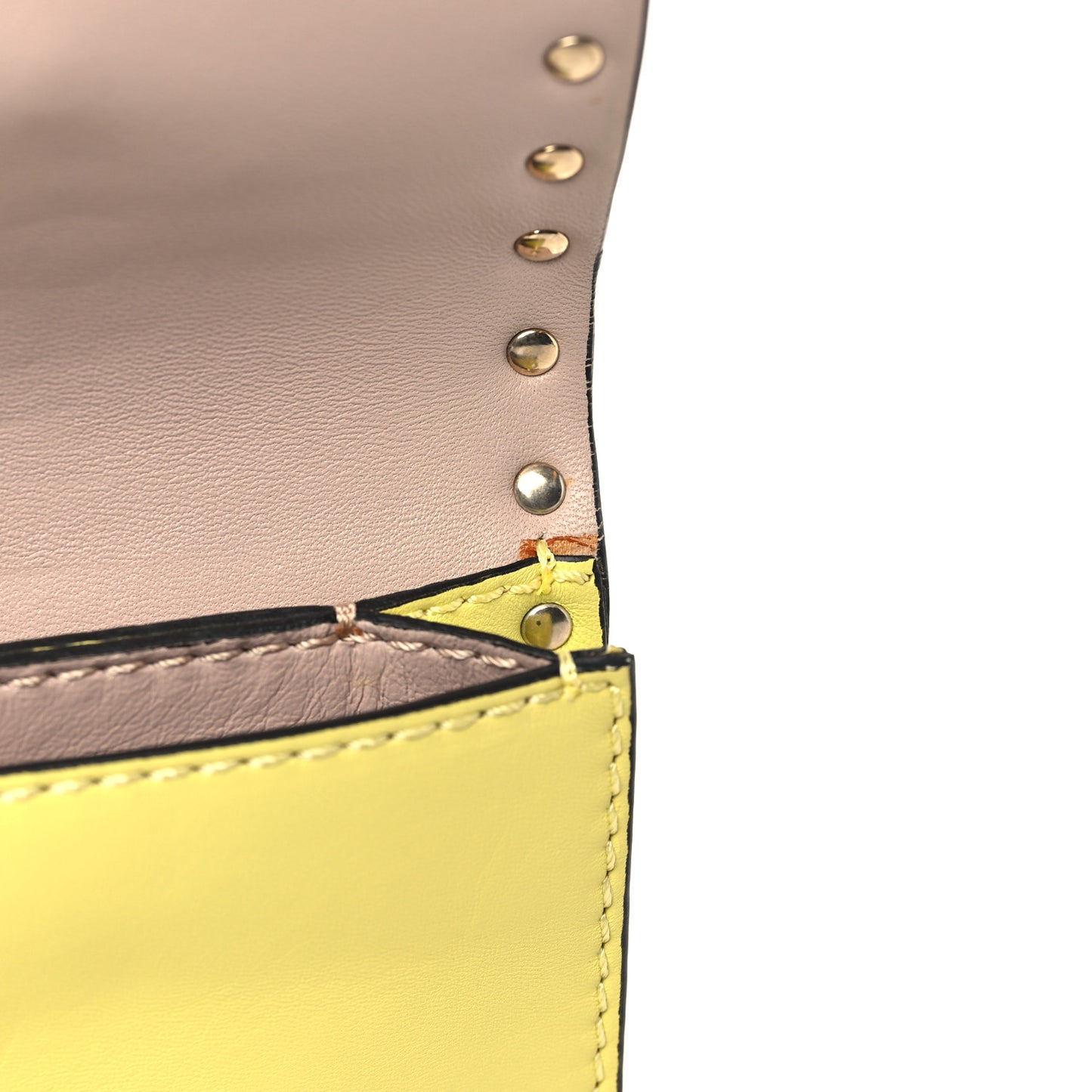 Nappa Monochrome Rockstud Wristlet Clutch Soft Yellow