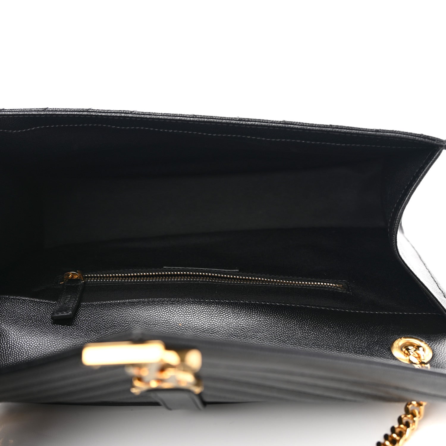 Saint Laurent Grain De Poudre Matelasse Chevron Large Monogram Satchel Black 5 of 9