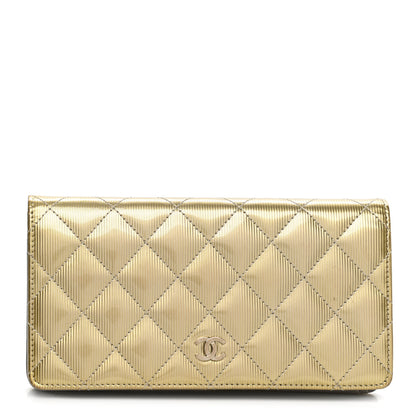 Chanel Striated Patent Yen Wallet Gold 1 of 9