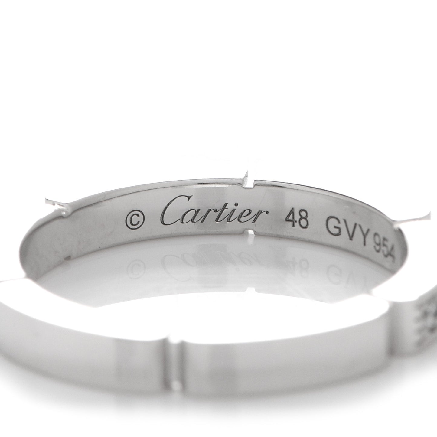 18K White Gold Diamond Maillon Panthere Half Diamond Wedding Band Ring 48 4.5