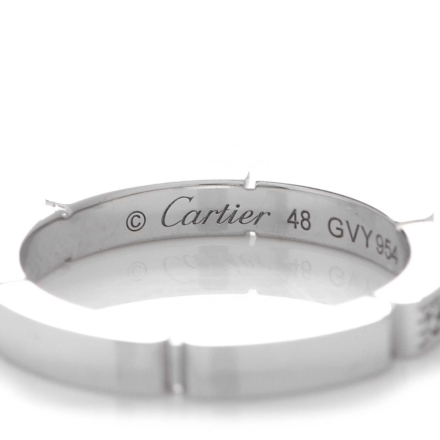 Cartier 18K White Gold Diamond Maillon Panthere Half Diamond Wedding Band Ring 48 4.5 4 of 6