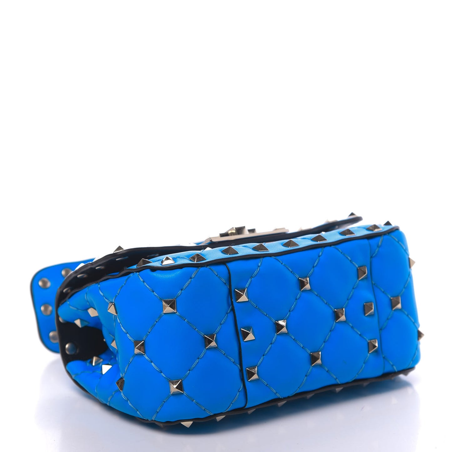Calfskin Micro Rockstud Spike Shoulder Bag Blue Fluo