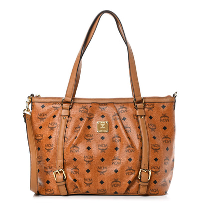 MCM Visetos Medium Essentials Shopper Tote Cognac 1 of 12