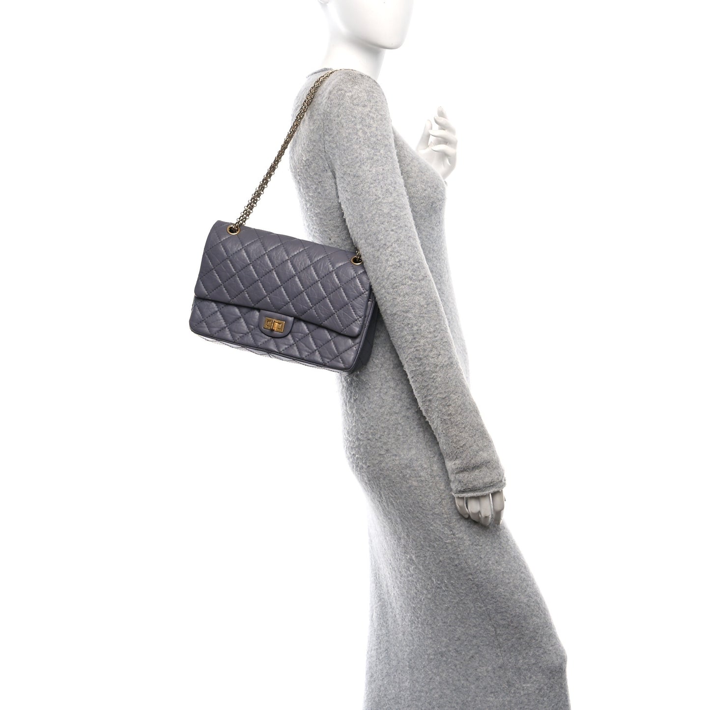 Aged Calfskin Quilted 2.55 Reissue 226 Flap Grey