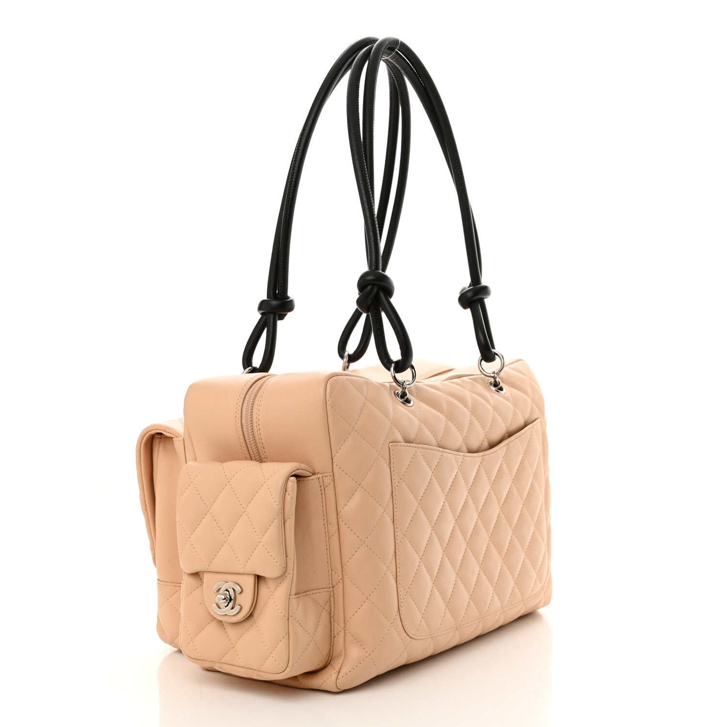 Chanel Calfskin Quilted Large Cambon Multipocket Reporter Beige Black 3 of 11