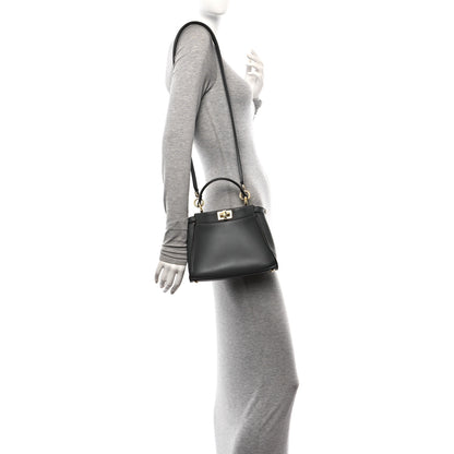 Fendi Vitello Seta Chenille FF Mini Peekaboo Iconic Satchel Anthracite Asfalto 2 of 11