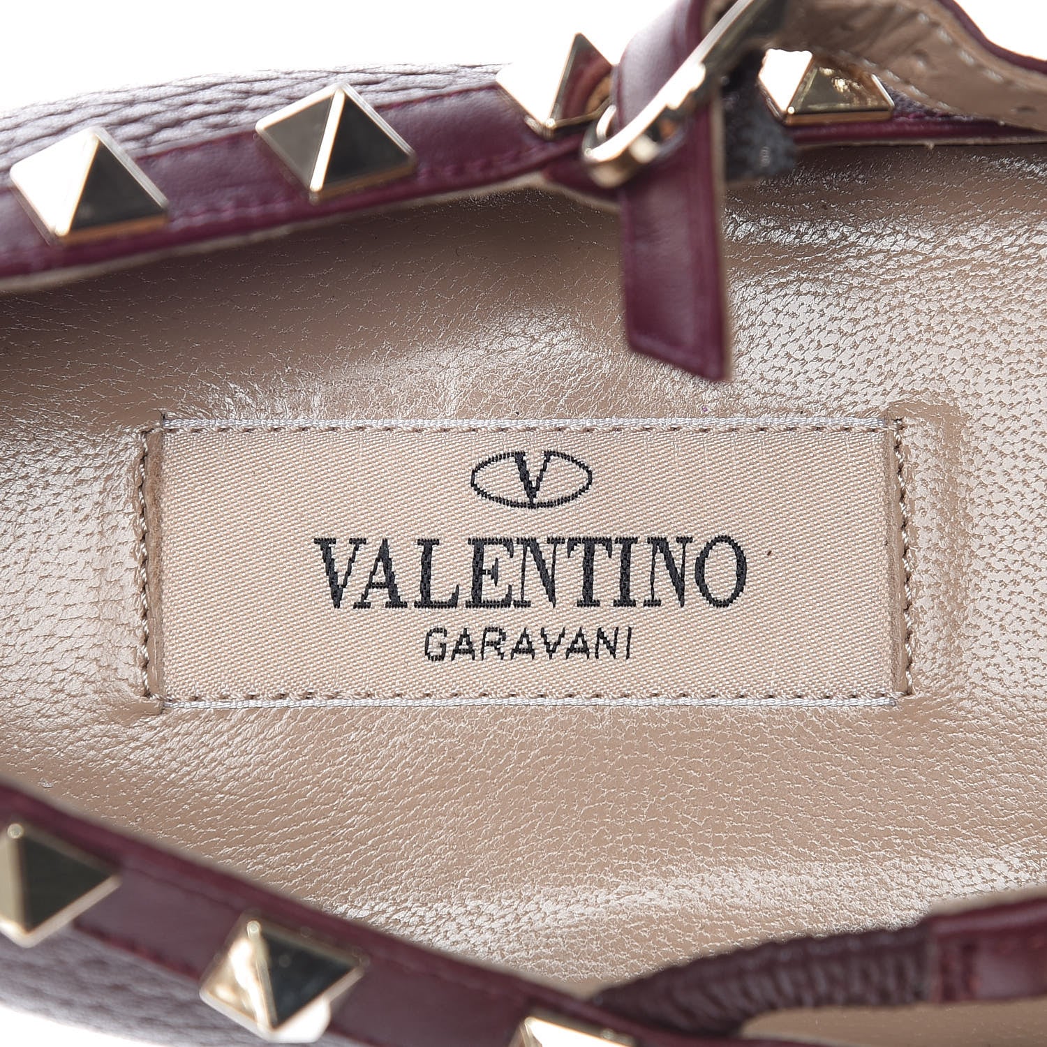Valentino Garavani Pebbled Calfskin Rockstud Cage Ballerina Flats 36 Rubin 7 of 8