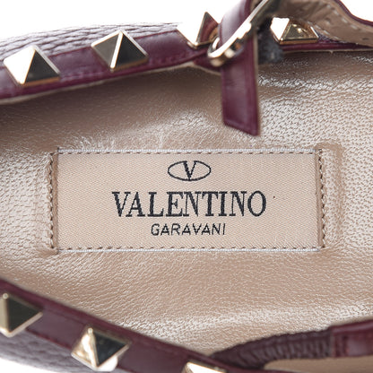 Valentino Garavani Pebbled Calfskin Rockstud Cage Ballerina Flats 36 Rubin 7 of 8