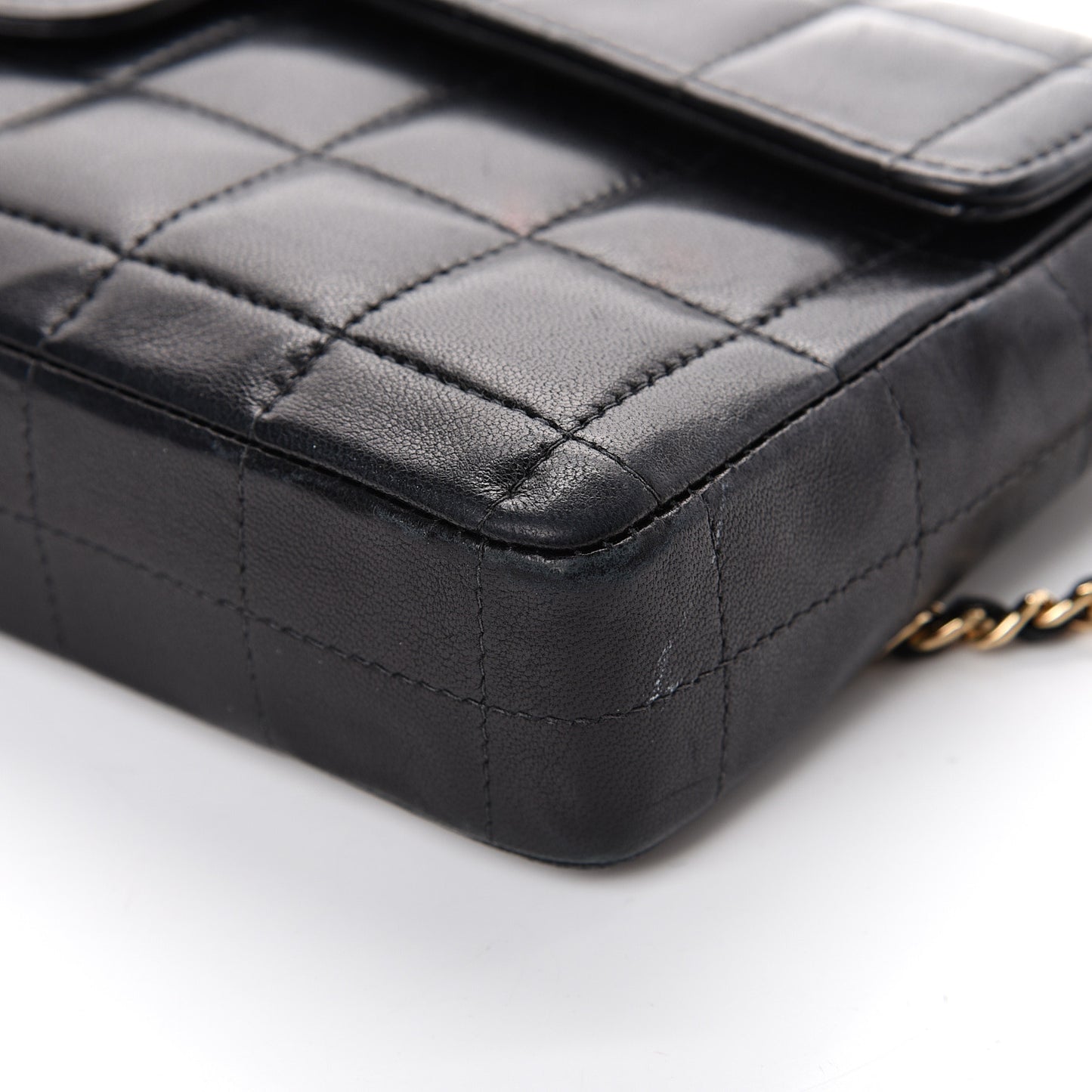 Lambskin East West Chocolate Bar Flap Black