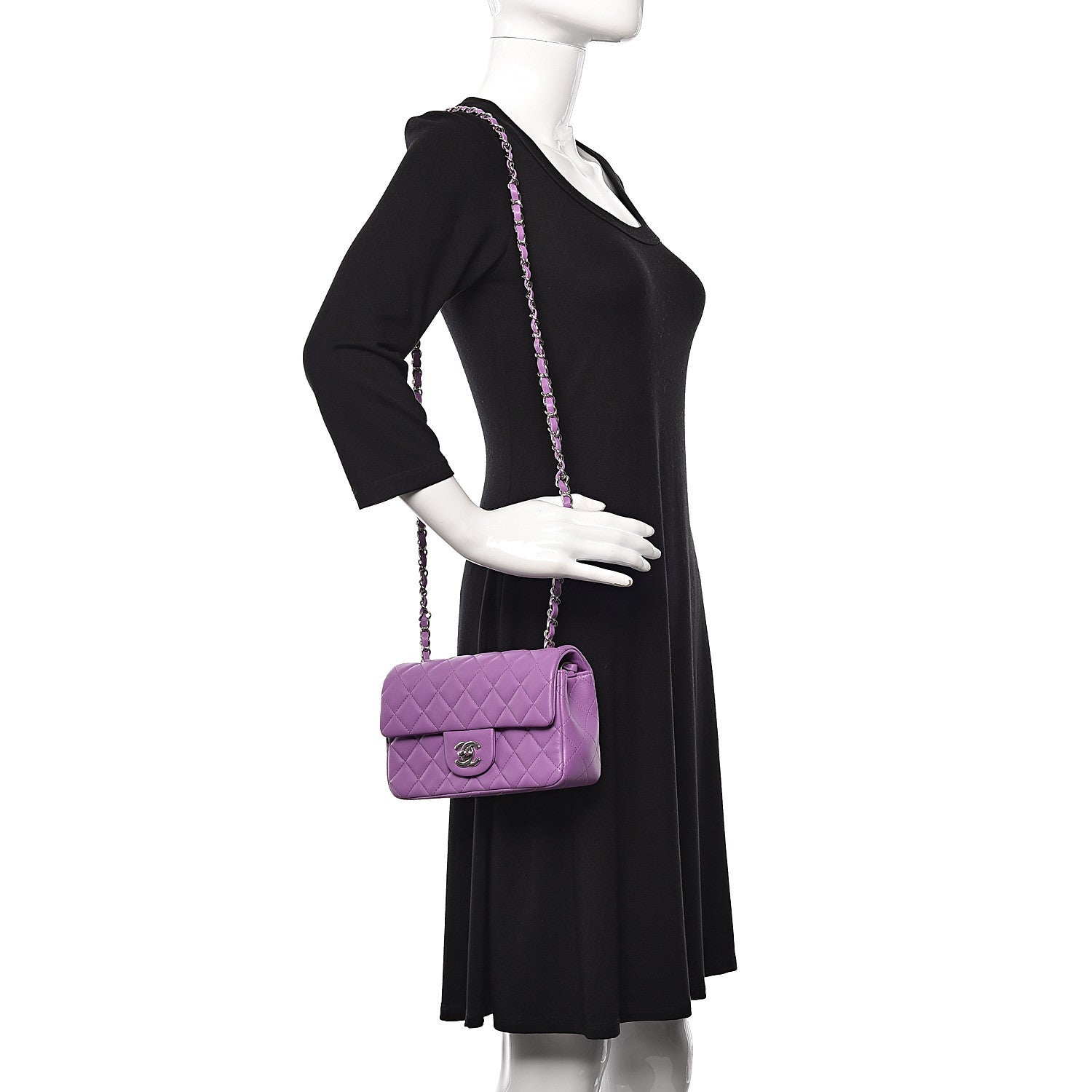 Chanel Lambskin Quilted Mini Rectangular Flap Purple 2 of 11