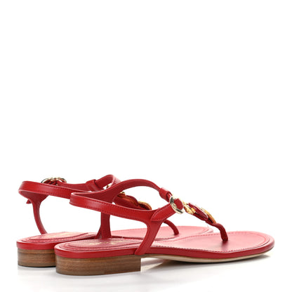 Chanel Lambskin Charm Thong Sandals 36 Red 4 of 8