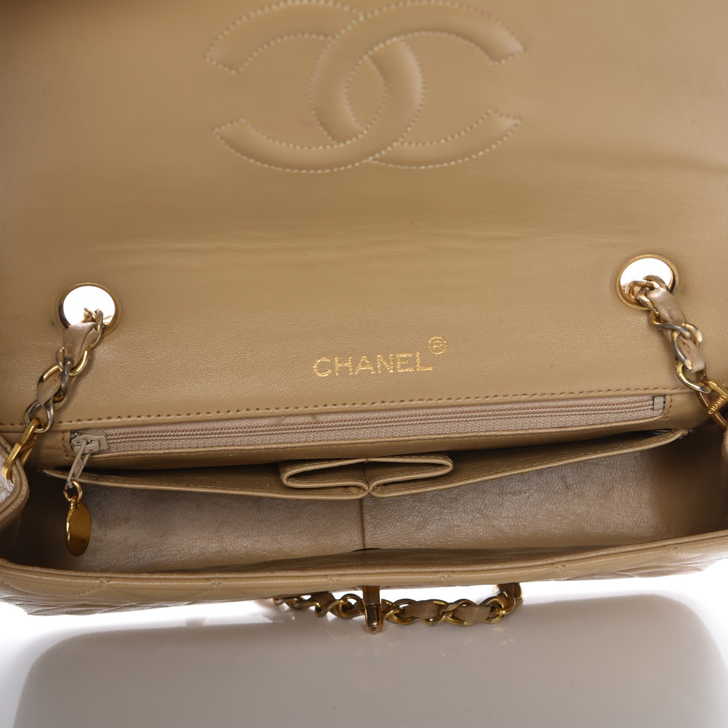 Chanel Lambskin Quilted Small Single Flap Beige 6 of 15