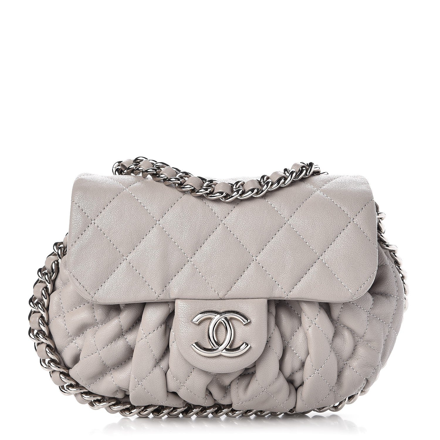 Chanel Washed Lambskin Quilted Mini Chain Around Messenger Grey 1 of 7