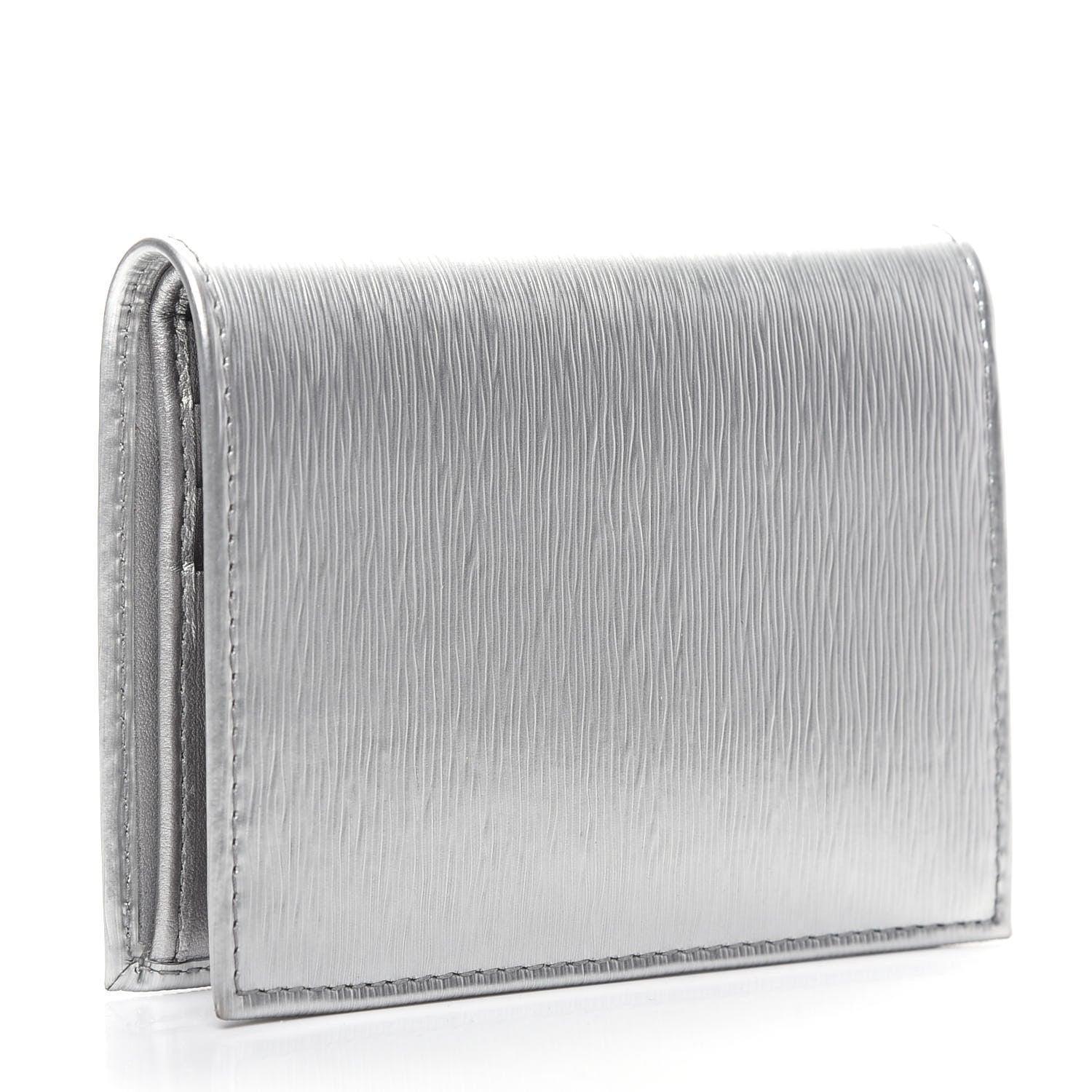 Prada Metallic Vitello Move Bi-Fold Wallet Cromo 3 of 8