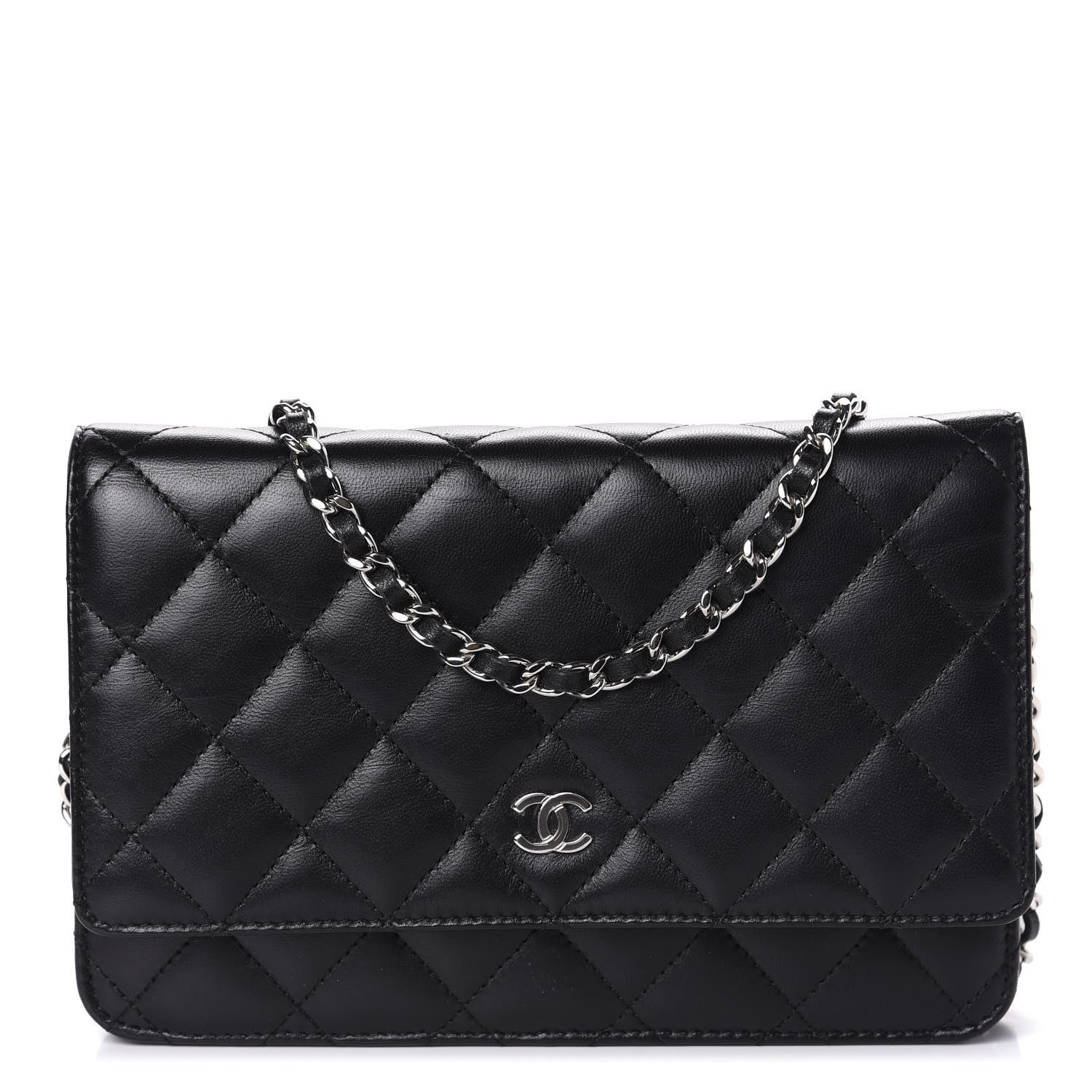 Chanel Lambskin Quilted Wallet On Chain WOC Black 1 of 12