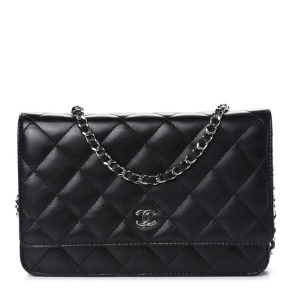 Chanel Lambskin Quilted Wallet On Chain WOC Black 1 of 12
