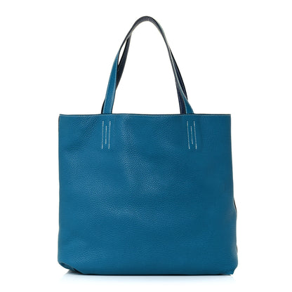 Hermes Taurillon Clemence Double Sens 36 Reversible Tote Bleu Sapphire Izmir 12 of 22