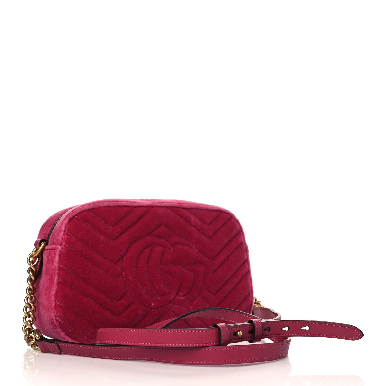 Gucci Velvet Matelasse Small GG Marmont Chain Shoulder Bag Light Raspberry Rose 3 of 6