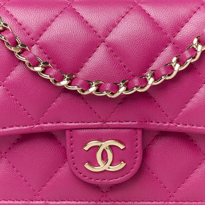 Chanel Lambskin Quilted Flap Phone Holder With Chain Fuchsia 9 of 11