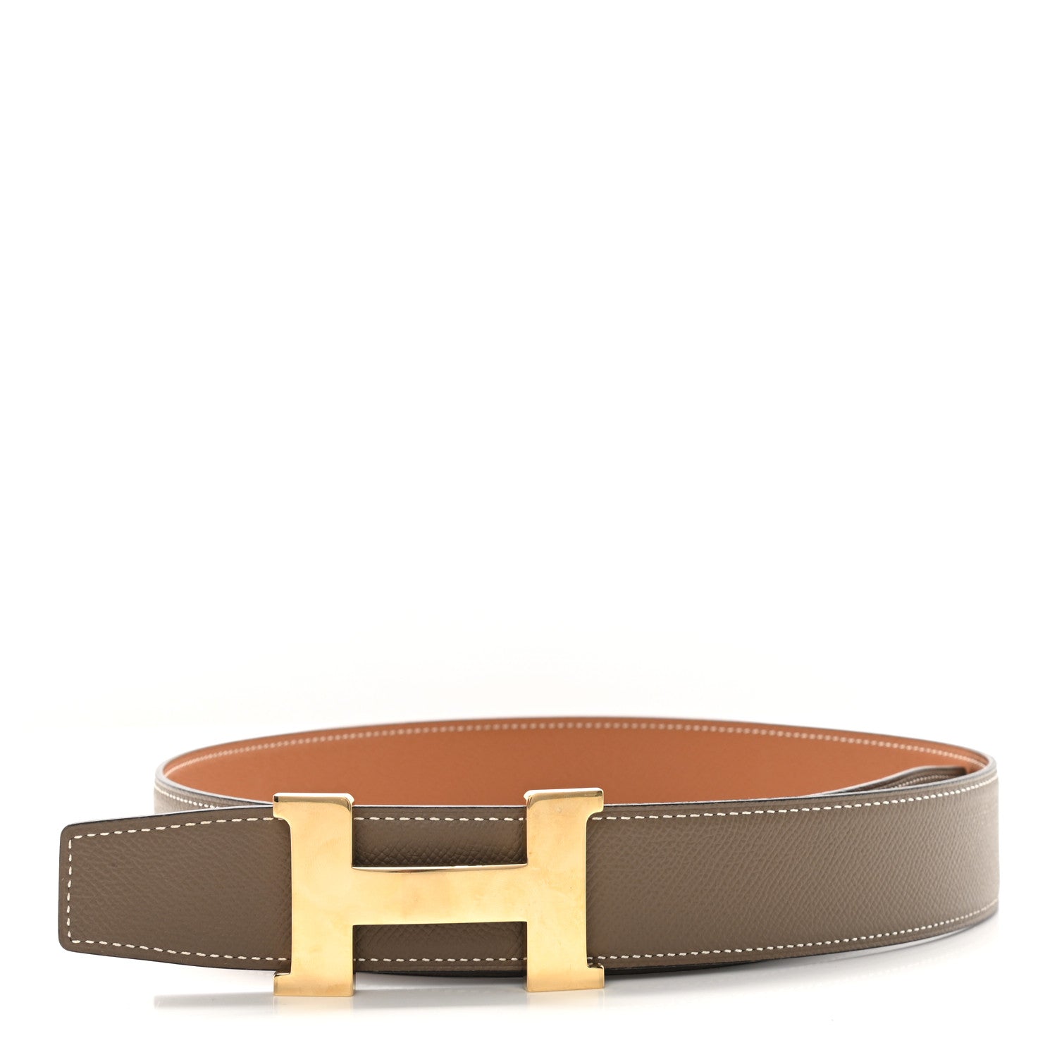 Hermes Epsom 38mm Constance H Belt 80 Etoupe Gold 1 of 6