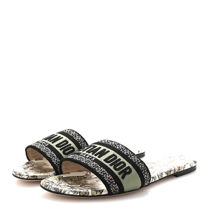 Christian Dior Canvas Embroidered Butterfly Dway Mules Slide Sandals 39 Green 4 of 10
