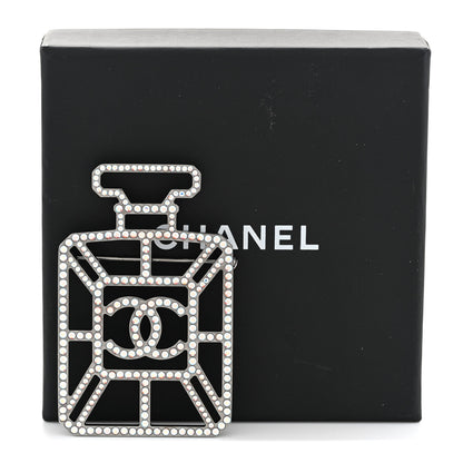 Chanel Ruthenium Crystal Perfume Bottle CC Brooch Iridescent Blue 5 of 5