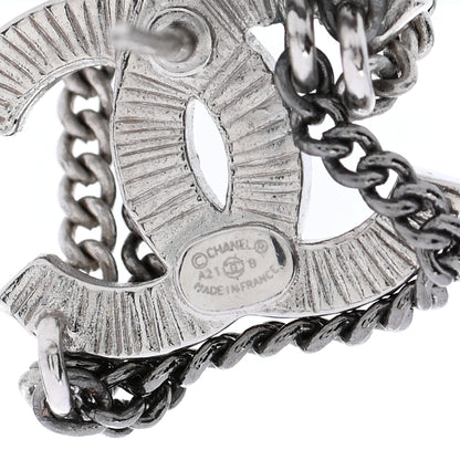 Chanel Crystal Chain CC Earrings Silver 4 of 5