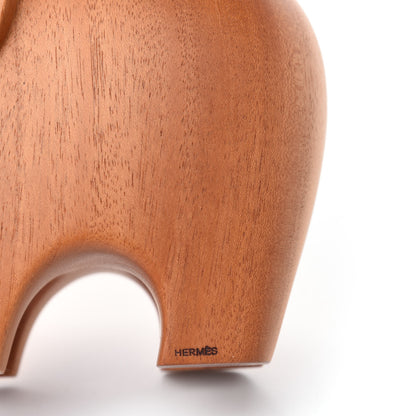 Hermes Mahogany Wood Elephant Lao Paperweight Naturel 10 of 12