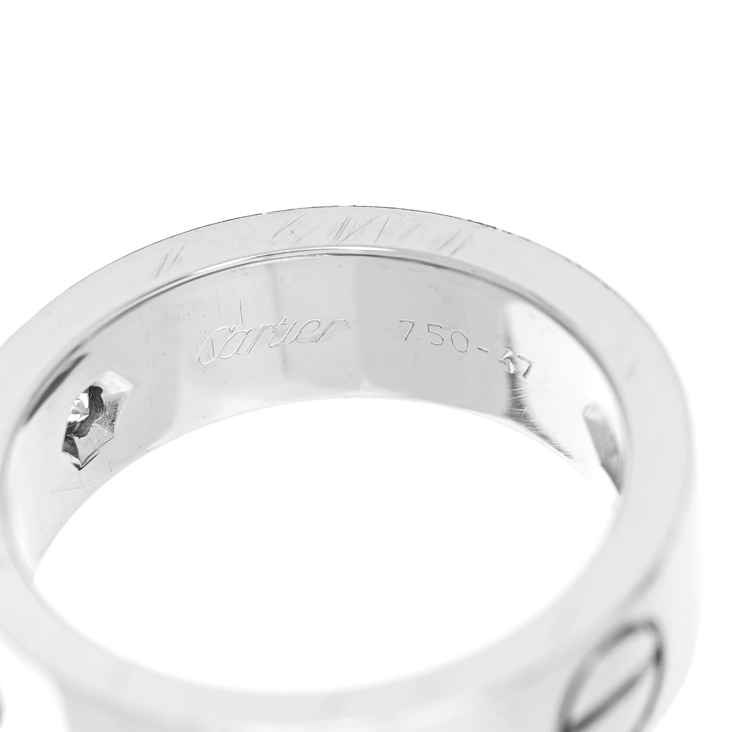 Cartier 18K White Gold 3 Diamond 5.5mm LOVE Ring 47 4 4 of 6