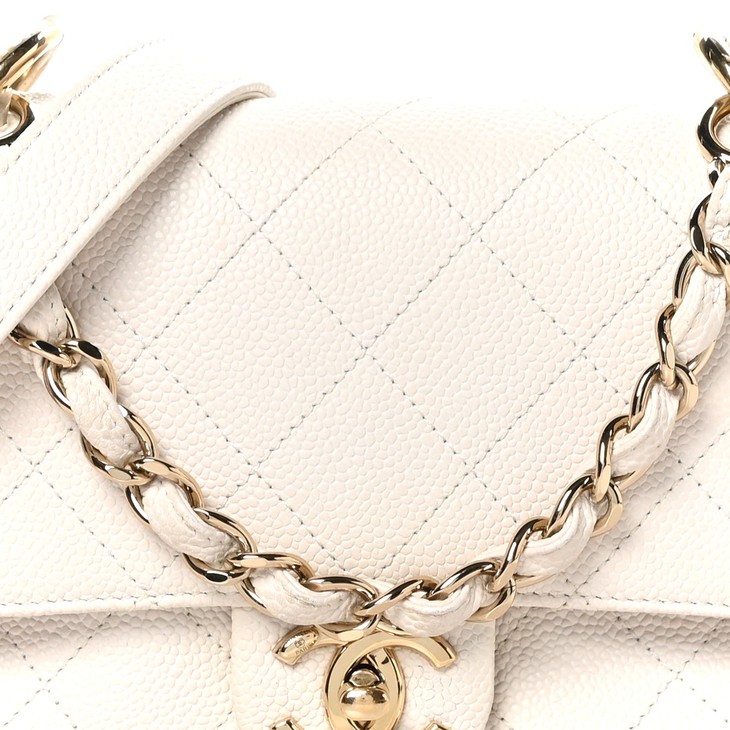 Caviar Quilted Small City Walk Flap White