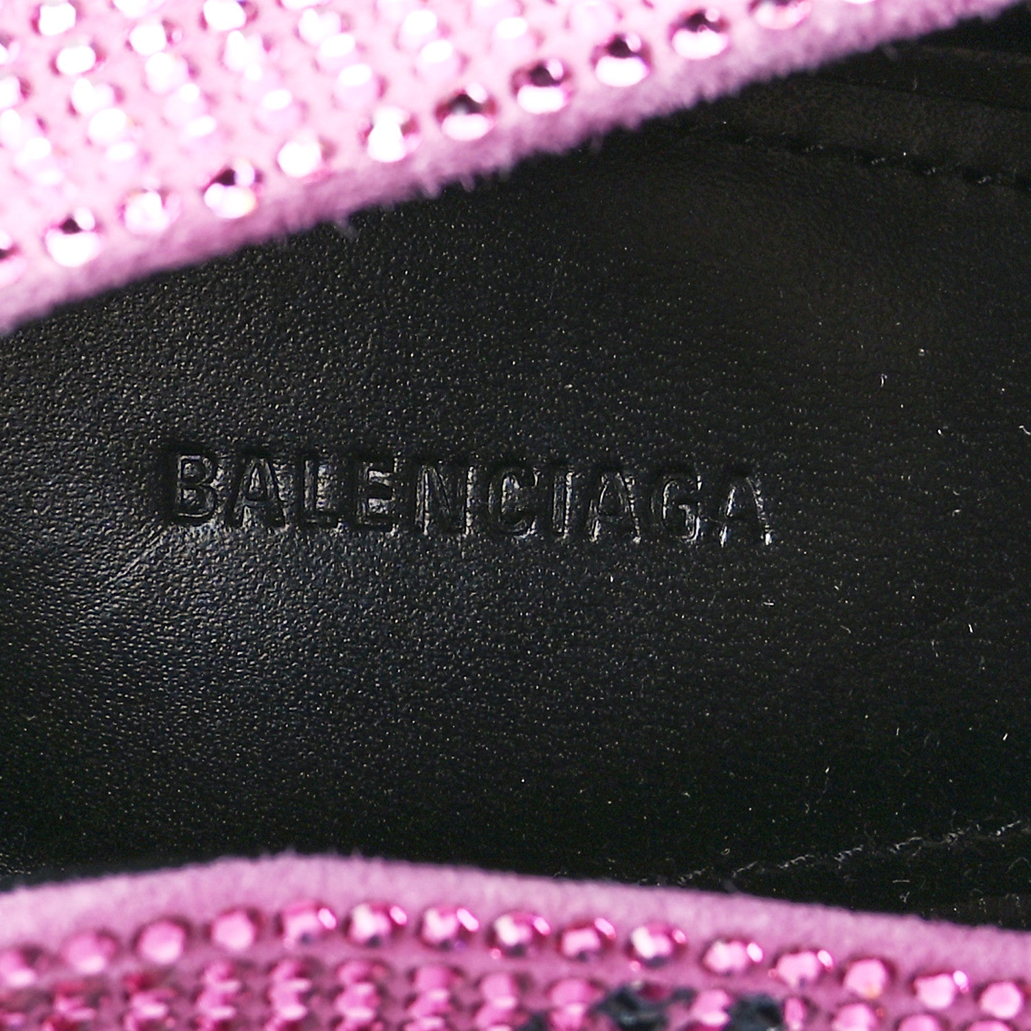 Balenciaga Strass Suede Allover Logo Square Knife 80mm Pumps 37 Pink Black 8 of 10