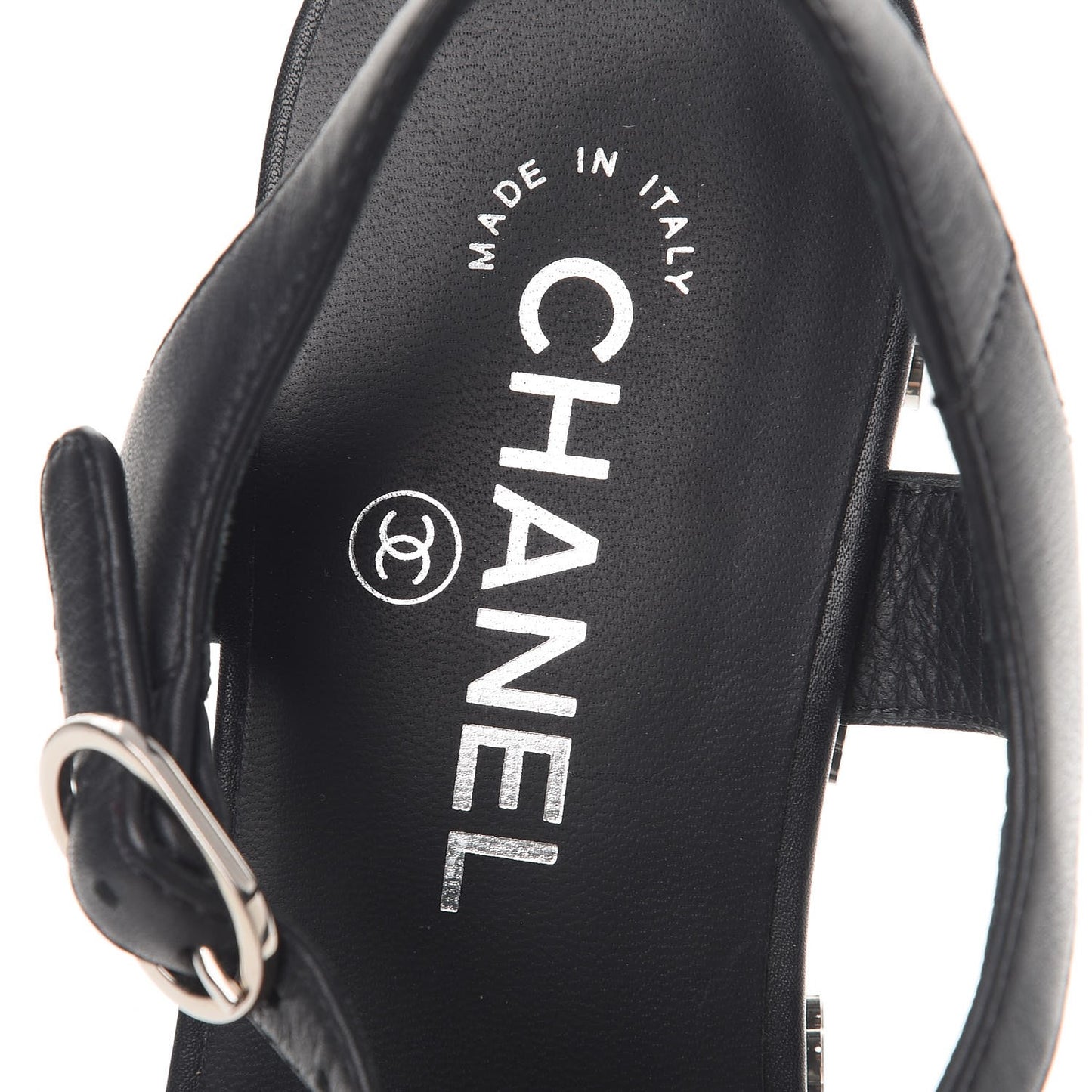 Calfskin Camellia Platform Sandals 38 Black