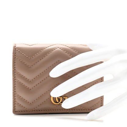 Gucci Calfskin Matelasse GG Marmont Card Case Wallet Porcelain Rose 2 of 8