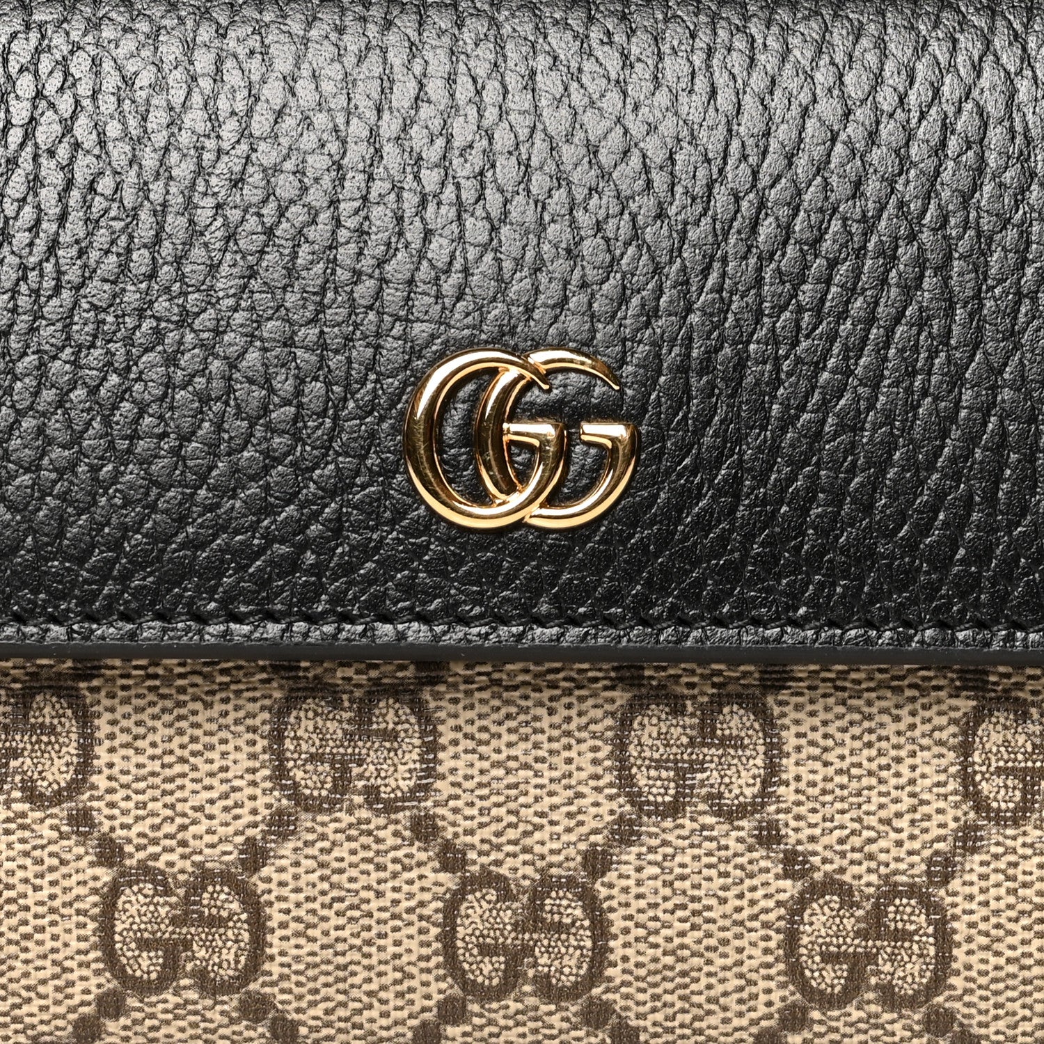 Gucci Dollar Calfskin GG Supreme Monogram GG Marmont Continental Wallet Black Beige Ebony 9 of 9