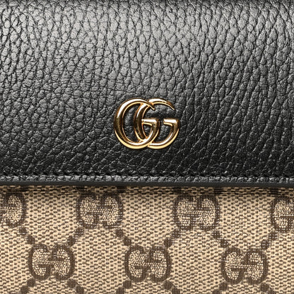 Gucci Dollar Calfskin GG Supreme Monogram GG Marmont Continental Wallet Black Beige Ebony 9 of 9