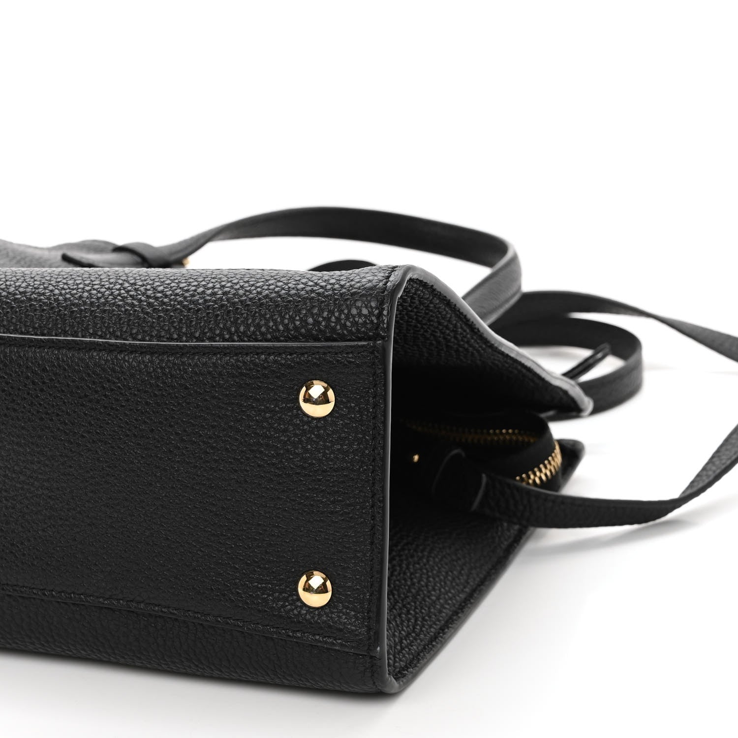 Salvatore Ferragamo Hammered Calfskin Double Handle Small Amy Tote Black 8 of 8