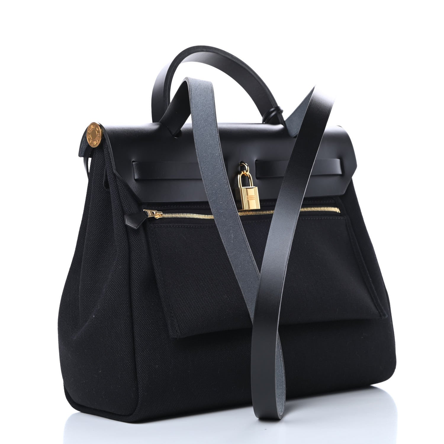 Hermes Military Toile Vache Hunter Herbag Zip PM 31 Black 4 of 12
