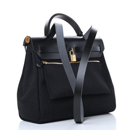 Hermes Military Toile Vache Hunter Herbag Zip PM 31 Black 4 of 12