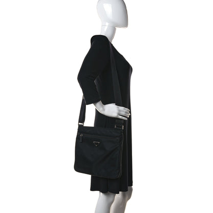 Prada Nylon Vela Flat Messenger Bag Black 2 of 9