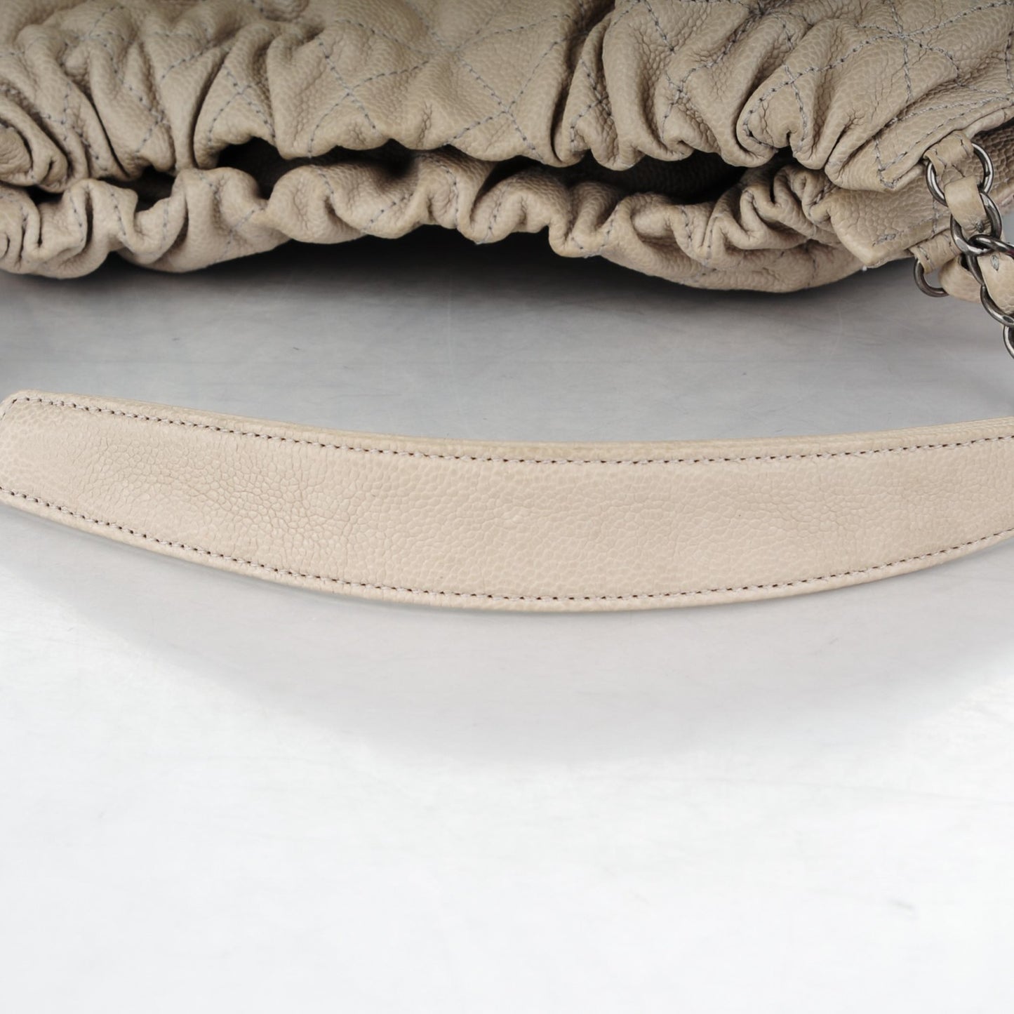 Caviar Quilted Large Elastic Tote Gray