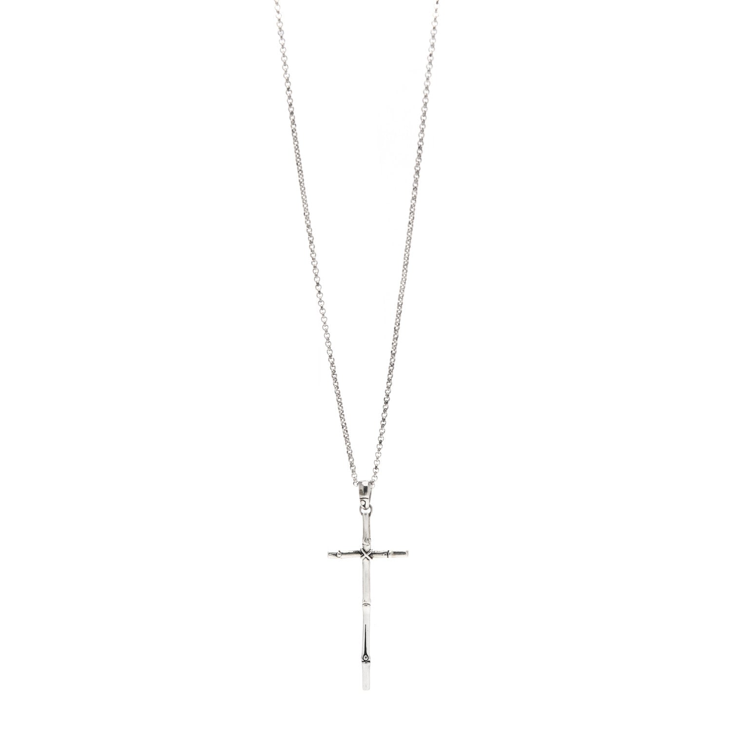 John Hardy Sterling Silver Bamboo Cross Pendant Necklace 1 of 6
